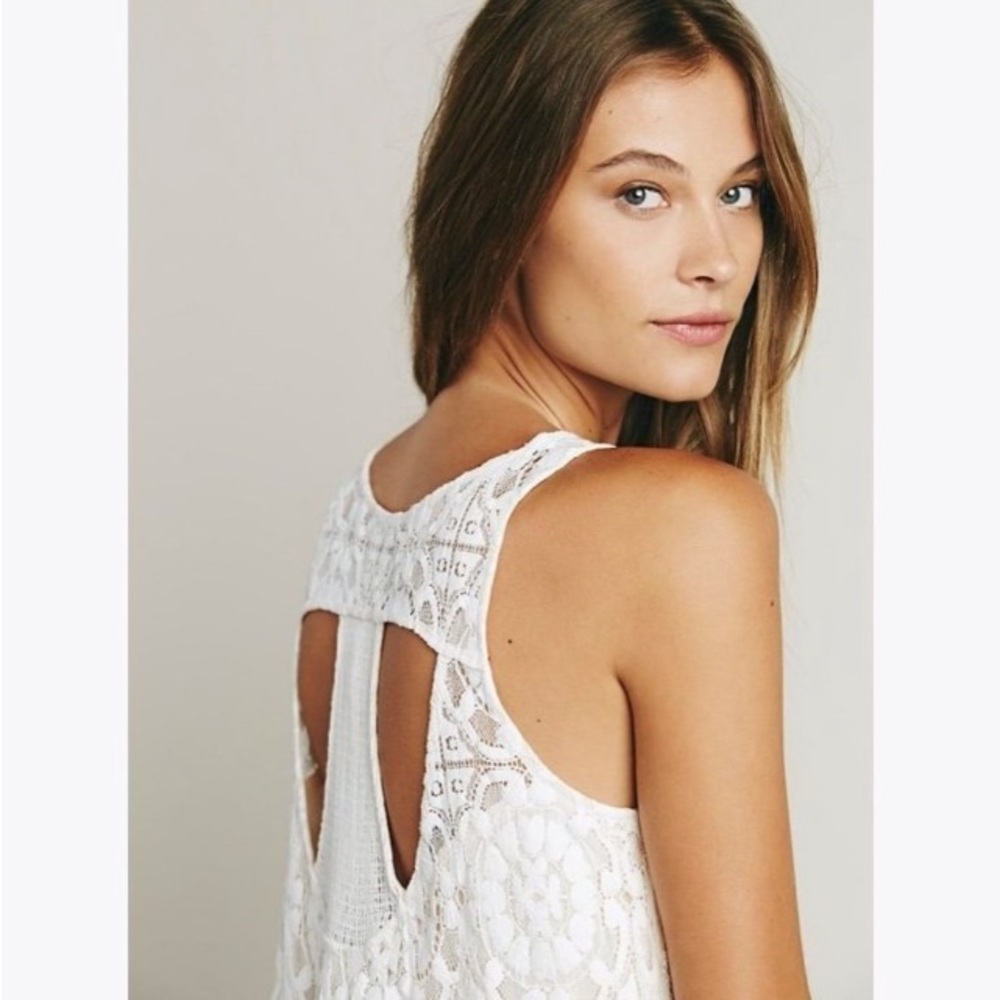 Free People Wallflower Cream Nude Lace Mini Dress Sz XS Feminine Cute Romantic - Picture 11 of 16